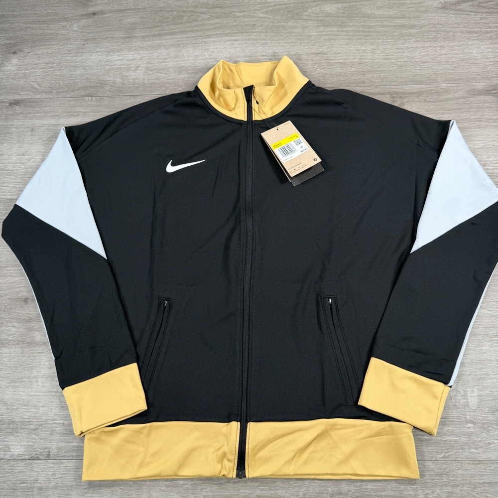 Nike Womens Dri-FIT Full-Zip Track Jacket Black Gold White Size Small